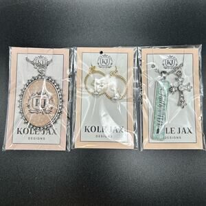 Lot of 3 Kole Jax Faith Over Fear, Bunny earrings, KJ pendant necklace #764